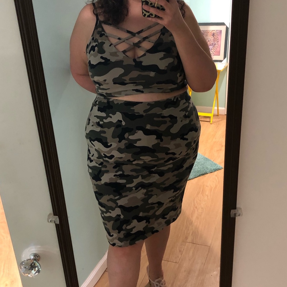 Crop top and midi skirt two piece